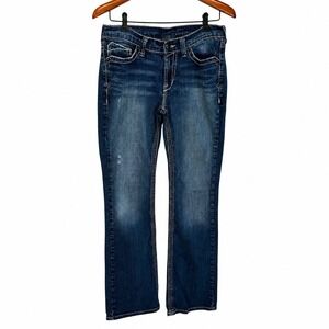 Ariat Turquoise Bootcut Jeans Womens Medium Wash Contrast Stitch Denim 29L